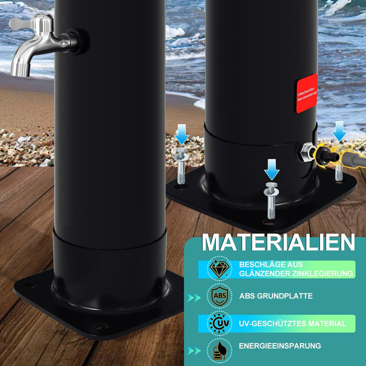 Solardusche 20L Solar Gartendusche warmes Wasser Bis Zu 60°C Ohne Stromanschluss Pooldusche Camping
