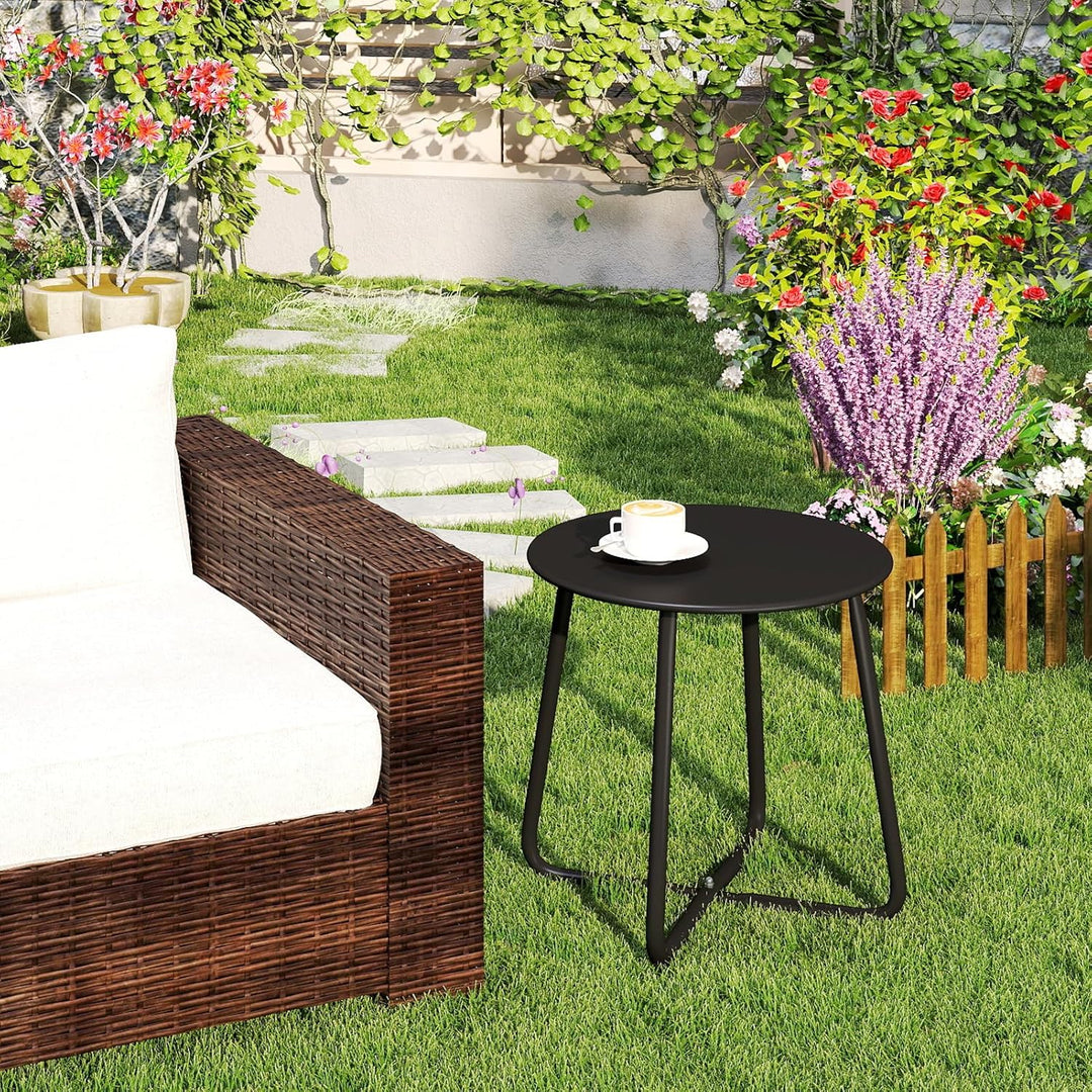 HollyHOME Beistelltisch Outdoor Balkontisch Klein Gartentisch Rund Beistelltisch Metall Wetterfest L