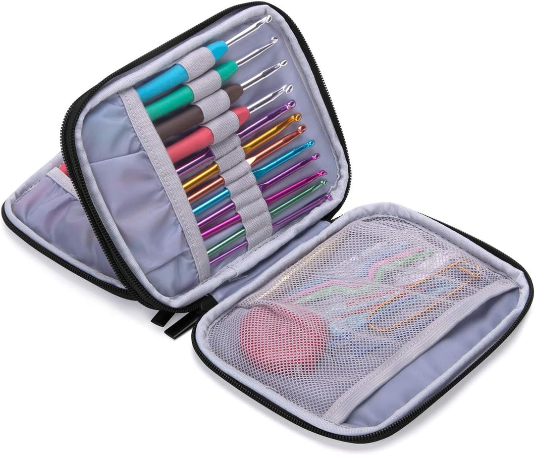 Damero Häkelnadeln-Tasche, Stricktasche für Stricknadeln, Handarbeitstasche für Haken, Stricken, Gra