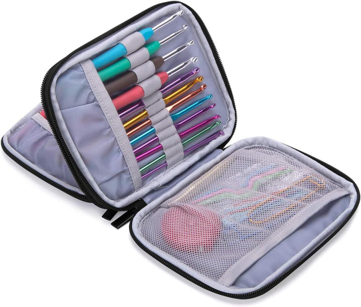 Damero Häkelnadeln-Tasche, Stricktasche für Stricknadeln, Handarbeitstasche für Haken, Stricken, Gra