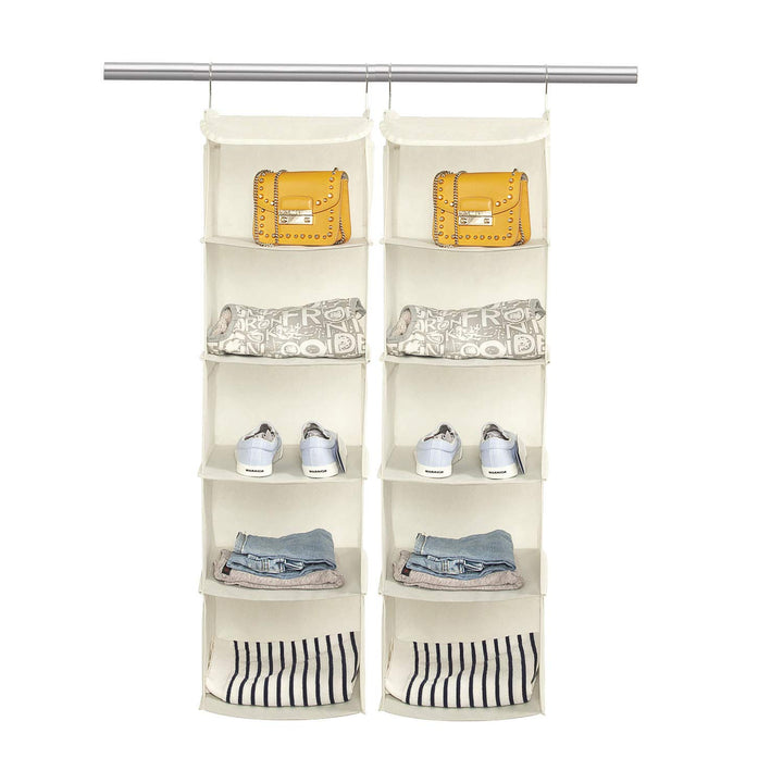BrilliantJo 2er Set Hängeregal Kleiderschrank Organizer,Hängeregal Stoff, 5 Fächer hochwertige Hänge