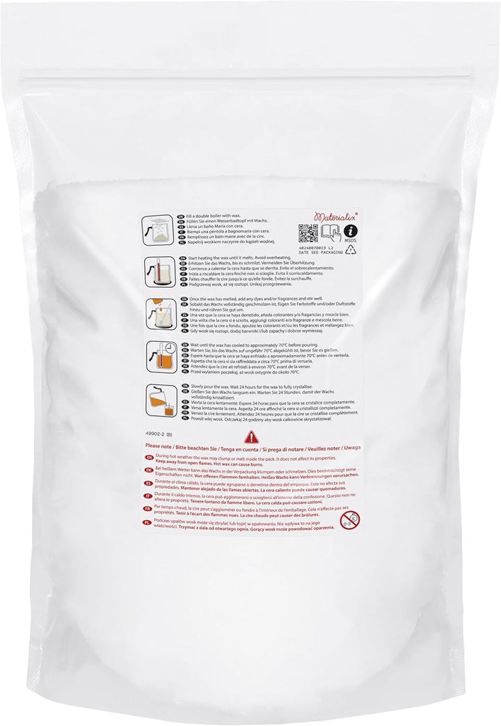 Materialix Paraffinwachs Pulver für Kerzen - verschiedene Grössen (2kg) - Kerzenwachs, Kerzensand, K