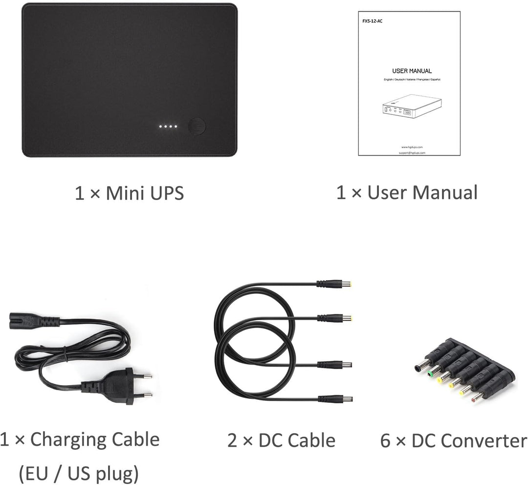 Mini UPS Unterbrechungsfreie Stromversorgung für Router, Modem, Kamera mit Eingang AC Ausgang USB 5V