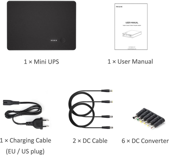 Mini UPS Unterbrechungsfreie Stromversorgung für Router, Modem, Kamera mit Eingang AC Ausgang USB 5V