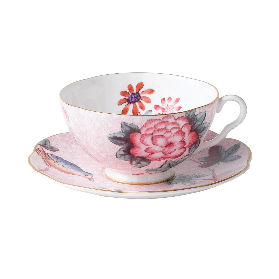 Wedgwood Cuckoo Teetasse und Untertasse, 1 Stück, Pink Rose Klassisch, Rose Klassisch