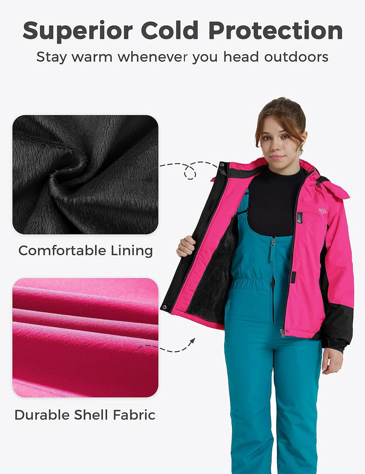 Wantdo Mädchen Berg Ski Jacke Warmer Winter Fleece Mäntel Wasserdichter Atmungsaktive RegenMäntel Ou