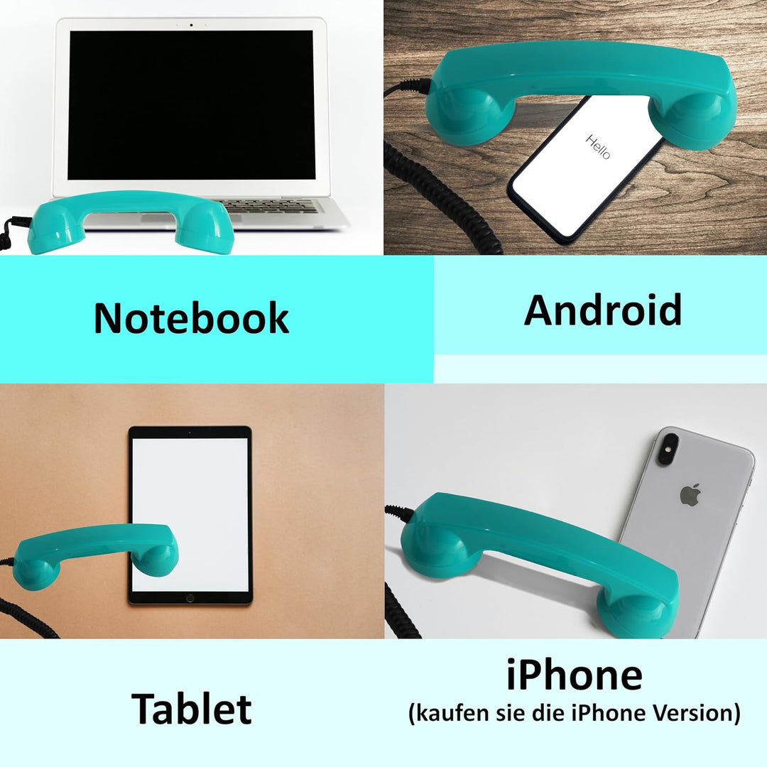 Opis 60s Micro - Retro Handyhörer für Android Smartphones, Tablets, Notebooks und Handys in der Form