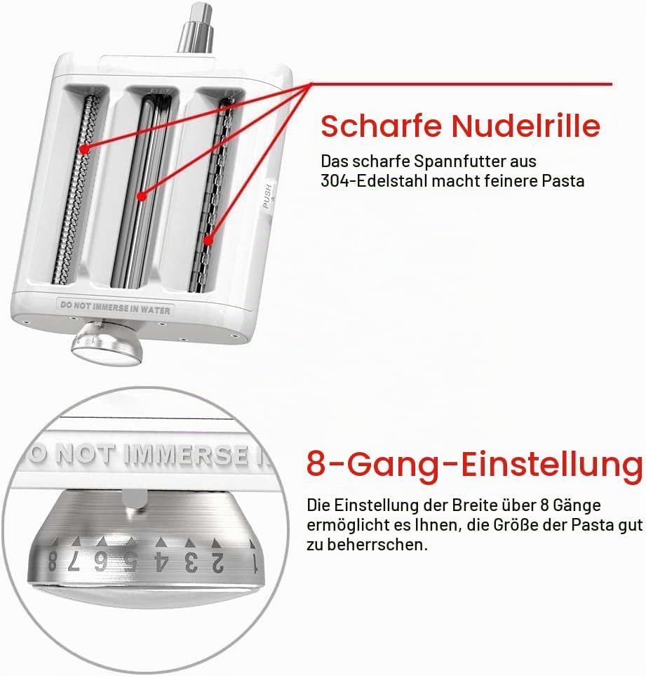 Nudelvorsatz für KitchenAid Standmixer Nudelmaschine Zubehör 3 In 1 Set Nudelaufsatz Spaghettischnei