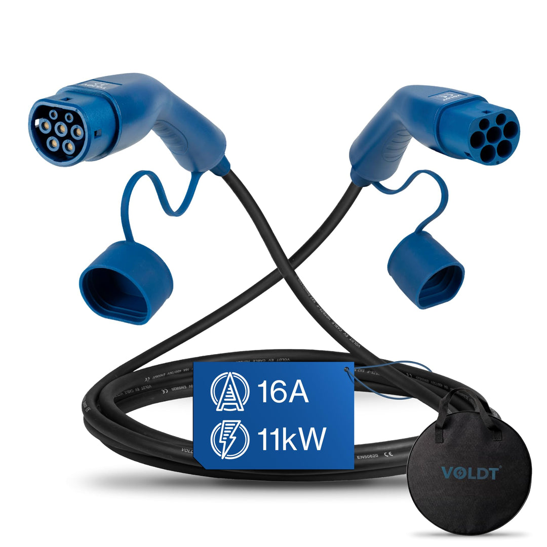 VOLDT Typ 2 Ladekabel 11 kW 16A, 3-phasig für EV Elektroautos PHEV, Typ 2 zu typ 2 Modus 3 Ladekabel