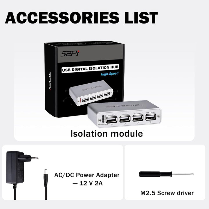 GeeekPi Digitaler USB-Isolations-Hub, 4-Port USB 2.0, High-Speed 480 Mbit/s, ADuM3165-Chip in Indust