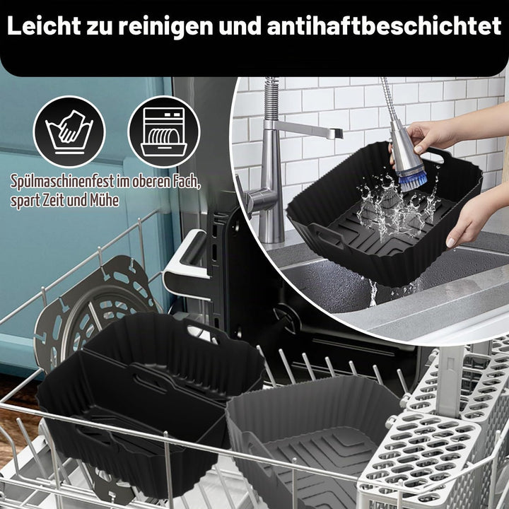 4 Stück Airfryer Silikonform für Heissluftfritteuse, Air Fryer Zubehör Wiederverwendba Silikon Einsa