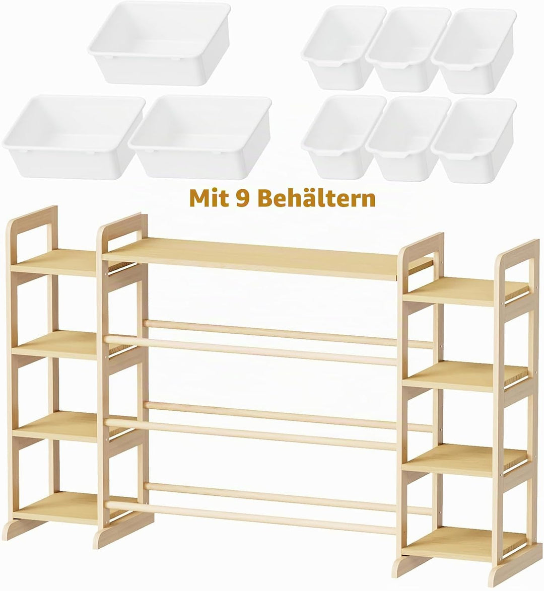 SpaceAid Grosser Spielzeug-Organizer, 9 Regale, 9 Behälter, Spielzeug-Organizer, Bücherregal, Kinder