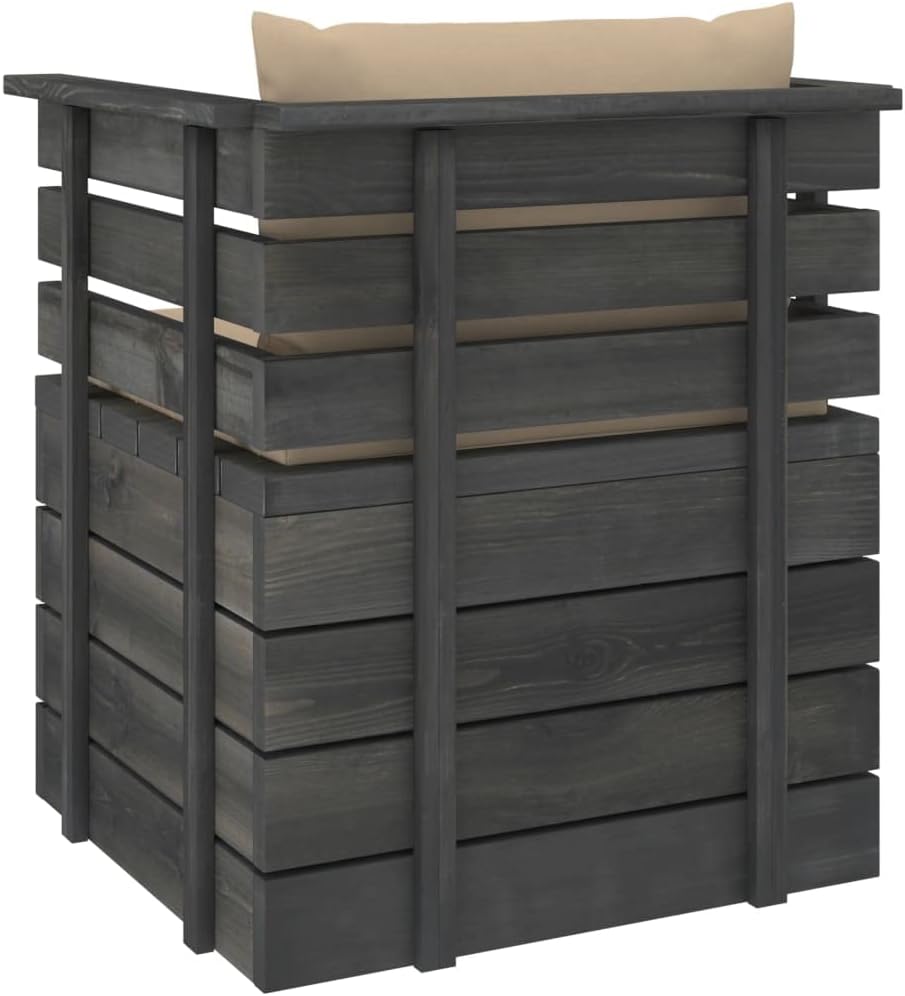 vidaXL Massivholz Gartensessel Loungemöbel Paletten Sessel Gartenmöbel Gartenstuhl Loungesessel mit