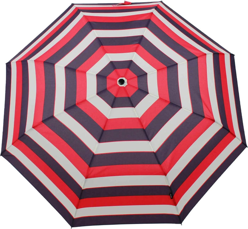 Knirps Regenschirm Damen Taschenschirm Large Duomatic Stripe (Stripe Red), Stripe Red