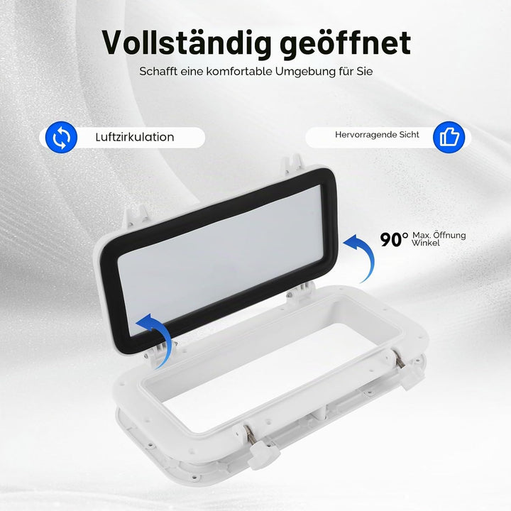 Boat Bullauge Fenster, 4mm Gehärtetem Glas Bullauge beständige, Rechteckiges Öffnung Portlight Boots