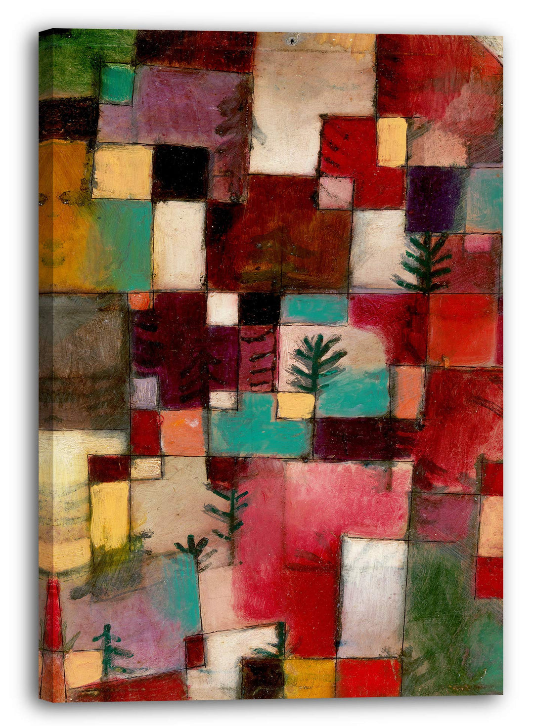 Printed Paintings Leinwand (60x80cm): Paul Klee - Rotgrüne und Violett-gelbe Rythmen (1920) 60x80 cm