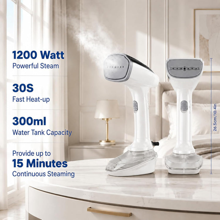Handheld Dampfbügler 1200W, 30s Schnelle Aufheizung, 23g/min Kontinuierlicher Dampf, 300ml Abnehmbar