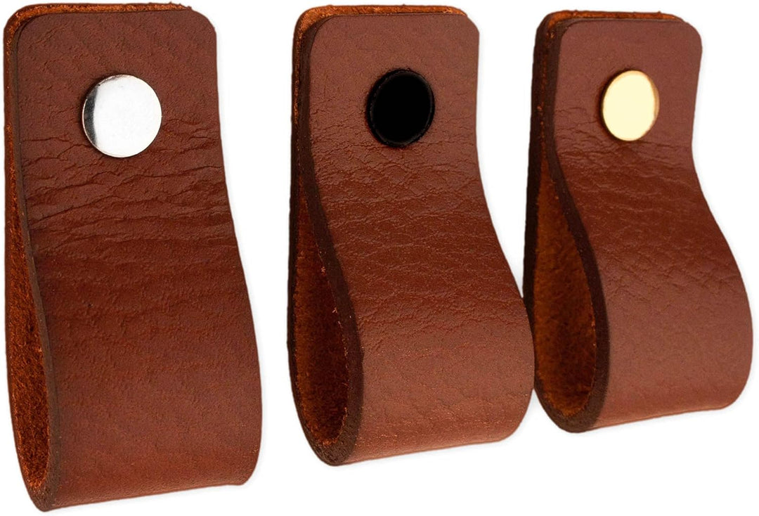 Brute Strength - Ledergriffe für Möbel - Cognac - 12 Stück - 12,5 x 2,5 cm - Schrankgriff, Türgriff