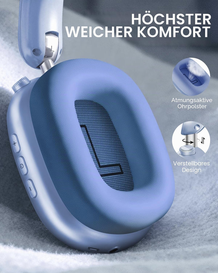 Wentronic Y02 Aktive Noise Cancelling Kopfhörer,60 Std.5 EQ-Musikmodi,Hi-Res-Audio,Tiefe Bässe,faltb