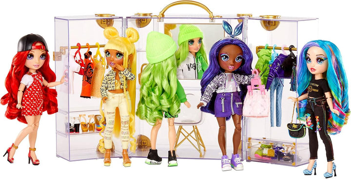 Rainbow High Deluxe Fashion Closet Spielset – 400+ modische Looks! Tragbarer transparenter Acryl-Spi