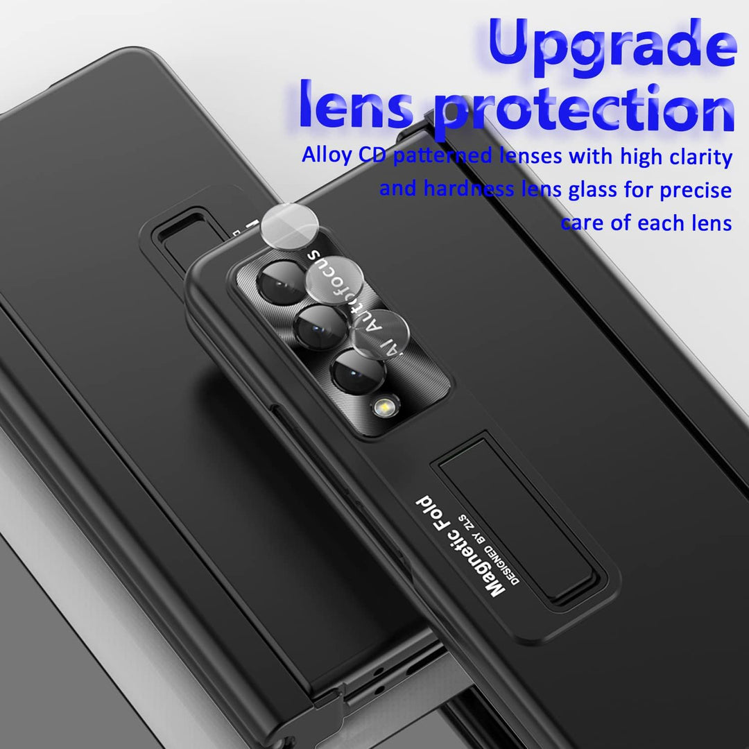 Miimall Kompatibel mit Samsung Galaxy Z Fold 4 Hülle mit S Pen+Displayschutz+Kameraschutz, [Scharnie