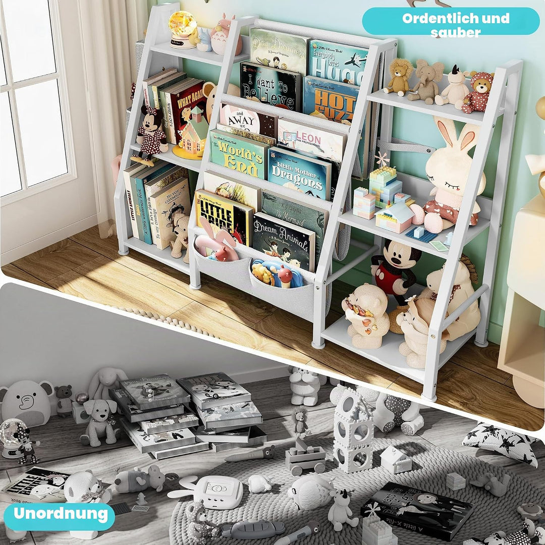 Kinderregal Kinderzimmer Weiss Offenen Aufbewahrungsregal: Kinder Bücherregal mit 3 Fächern für Büch