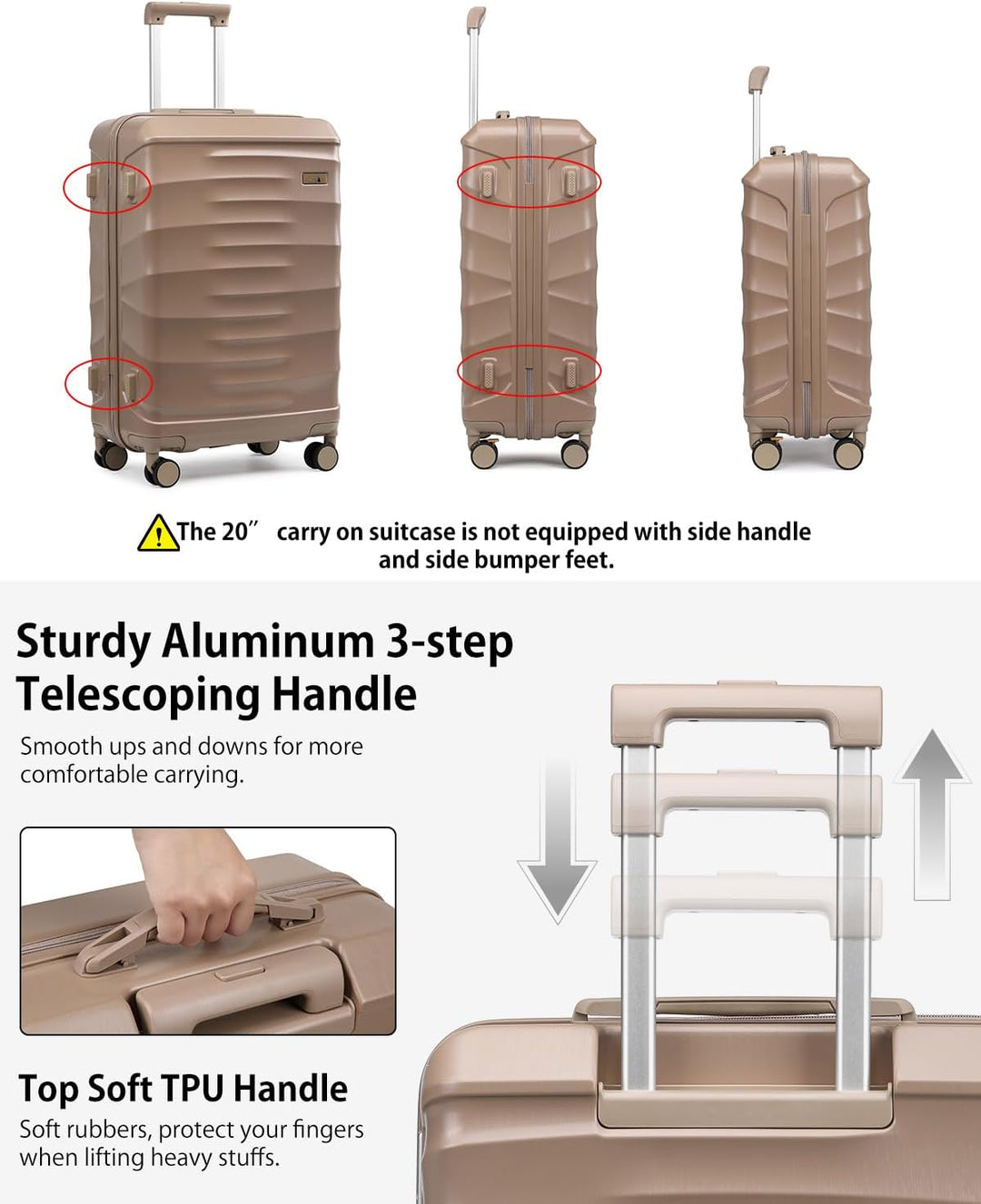 Sea choice Reisekoffer Set 5 Teilig ABS Hartschale Trolley Kofferset Gepäckset Grosse Kapazität Hand