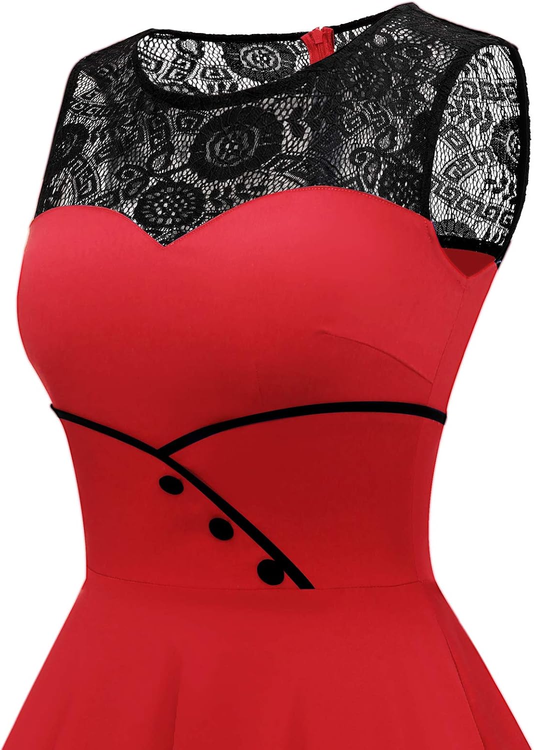 Bbonlinedress Damen Cocktailkleid Rockabilly Spitzenkleid 50er Retro Vintage Faltenrock Elegant Ärme