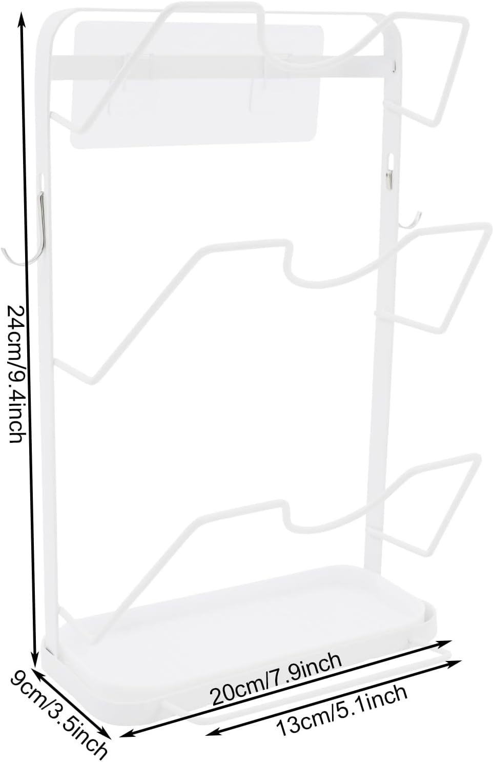 Topfdeckelhalter Wand, Hängender Deckelhalter mit 5 Fächern und 2 Haken, Selbstklebend Halterung top