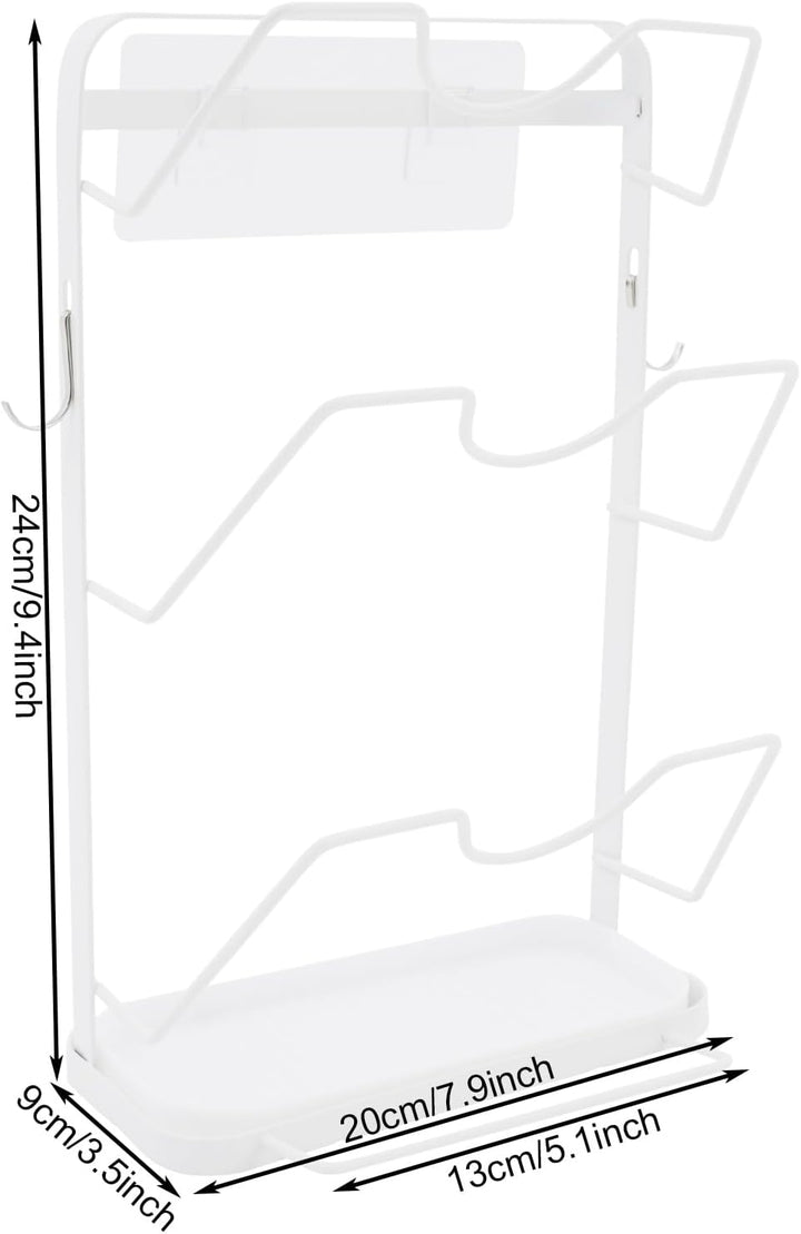 Topfdeckelhalter Wand, Hängender Deckelhalter mit 5 Fächern und 2 Haken, Selbstklebend Halterung top