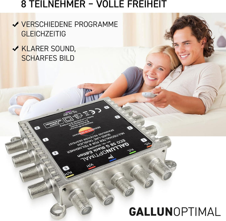 GALLUNOPTIMAL ECO Multischalter-SAT 5/8 für 8 Teilnehmer / Quattro & Quad-LNB fähig / Digital, HDTV,