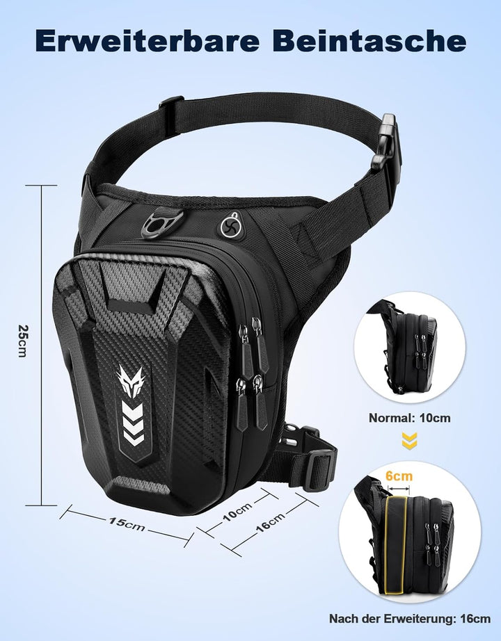 Rolgno Beintasche Motorrad, Bauchtasche Gürteltasche Herren Damen, [Erweiterter Stauraum] Oberschenk