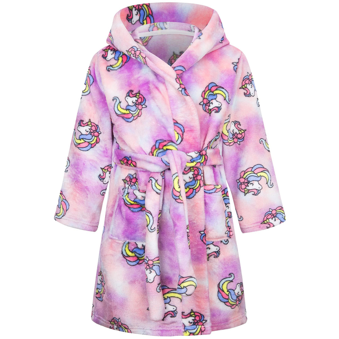 FILOWA Bademantel für Kinder Mädchen Jungen Fleece Kinderbademantel mit Kapuze, Flanell Flauschig Mo