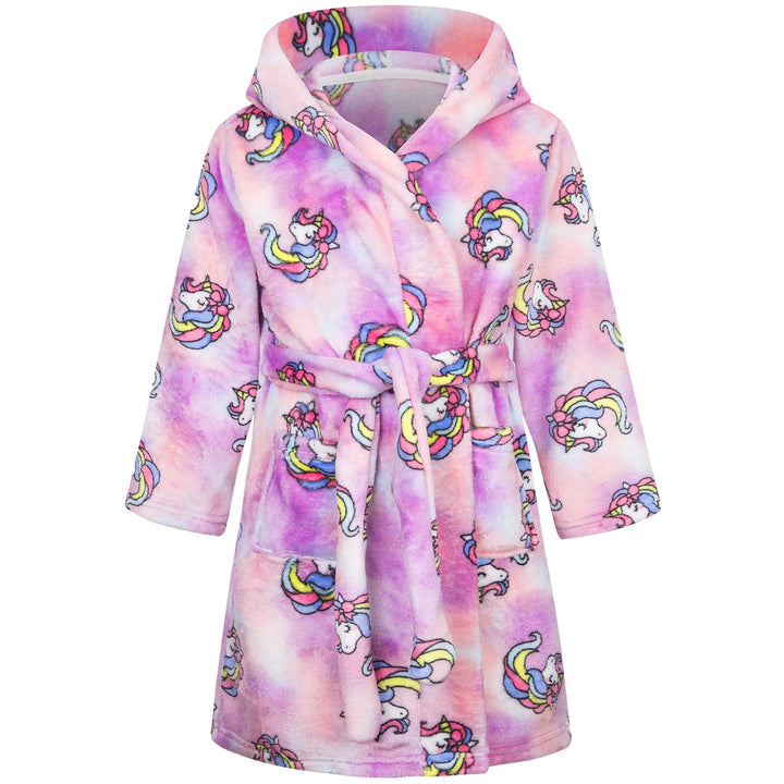 FILOWA Bademantel für Kinder Mädchen Jungen Fleece Kinderbademantel mit Kapuze, Flanell Flauschig Mo