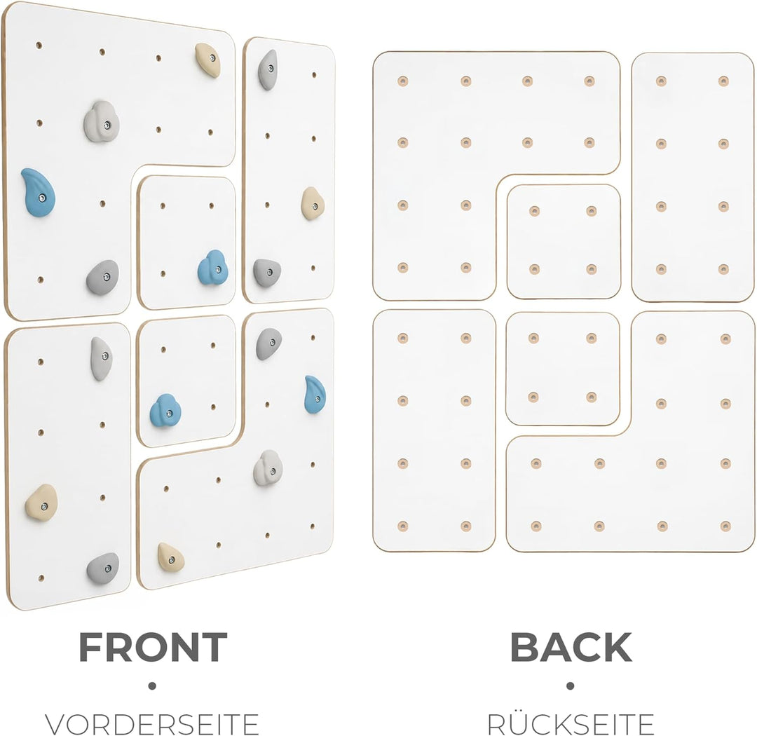 MAMOI® Indoor-Kletterwand mit Griffen, Moderne Kletterwand für das Zimmer, weisse Holzwerkstoffplatt
