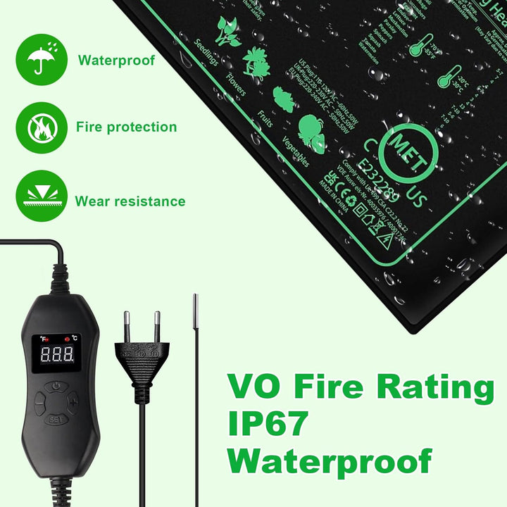 50W Heizmatte Pflanzen mit Thermostat, 25 X 52 cm Zimmergewächshaus Wärmematte, Temperatur Heizkisse