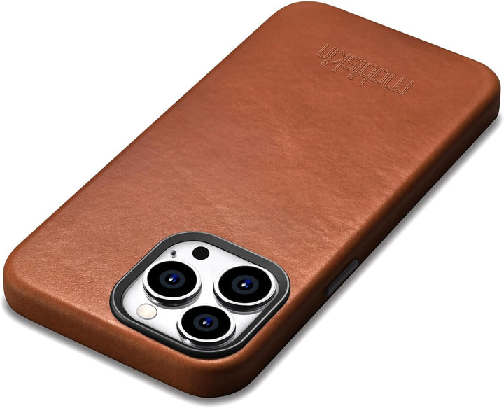 Hülle für iPhone 15 PRO MAX (6,7"), Cover mit Leder, Braun Vint. | Handyhülle kompatibel mit MagSafe