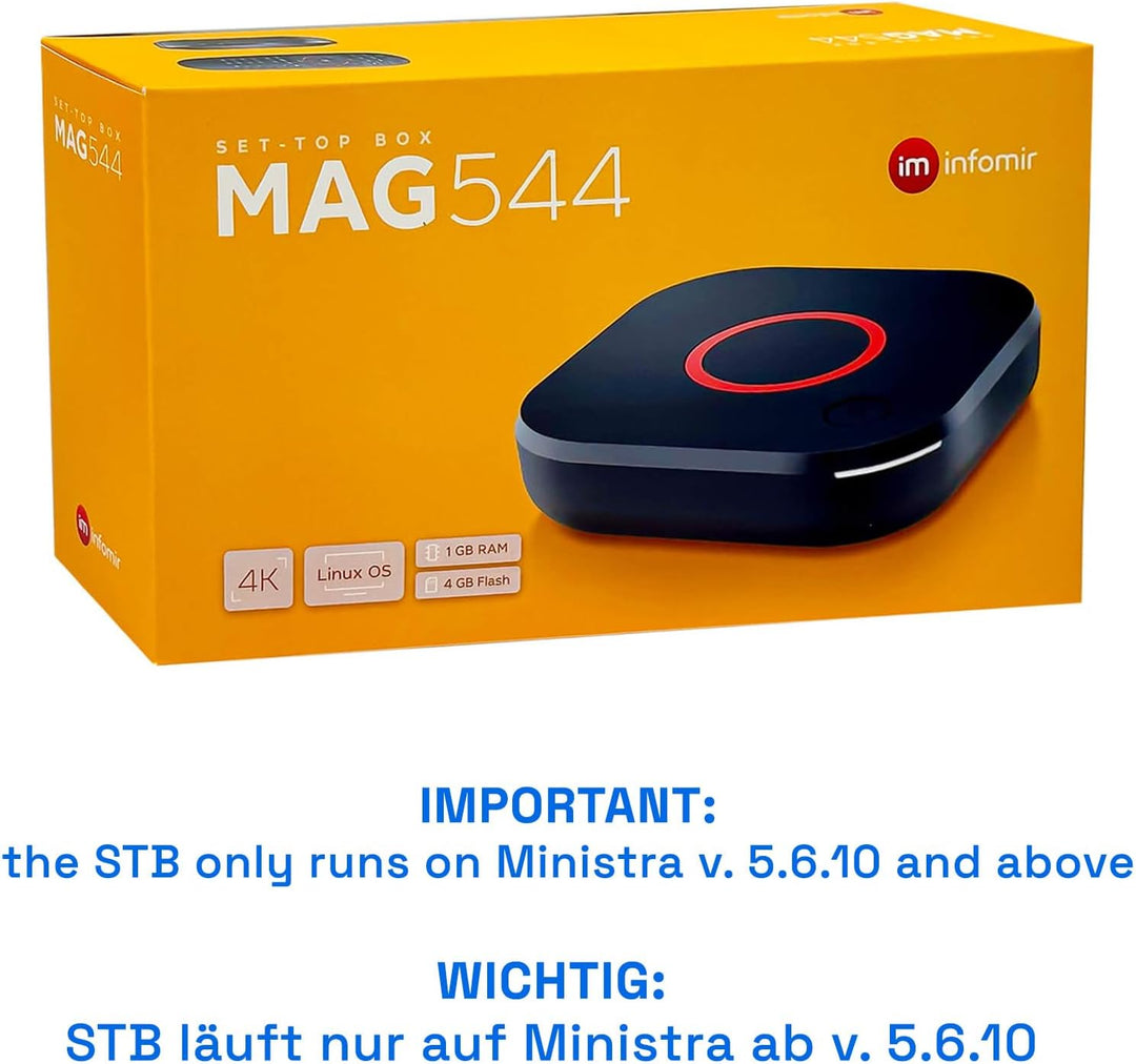 MAG 544 Original Infomir & hb-digital 4K Set Top Box Multimedia Player Internet TV Receiver UHD 60FP