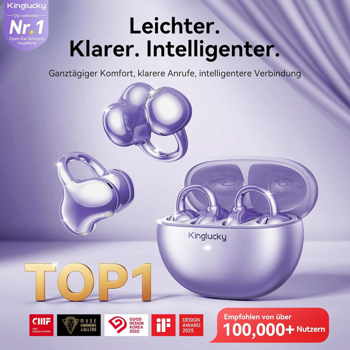 Kinglucky Verbesserte Clip On Kopfhörer mit bequemem Sitz & kristallklarem Klang, 50Stunden Spielzei