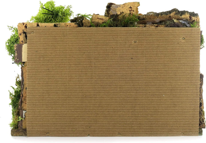 Ferrari & Arrighetti Haus mit Holzschuppen für Krippe, Bertoni Krippen, Holz/Papier/Stuck, 13x25x19