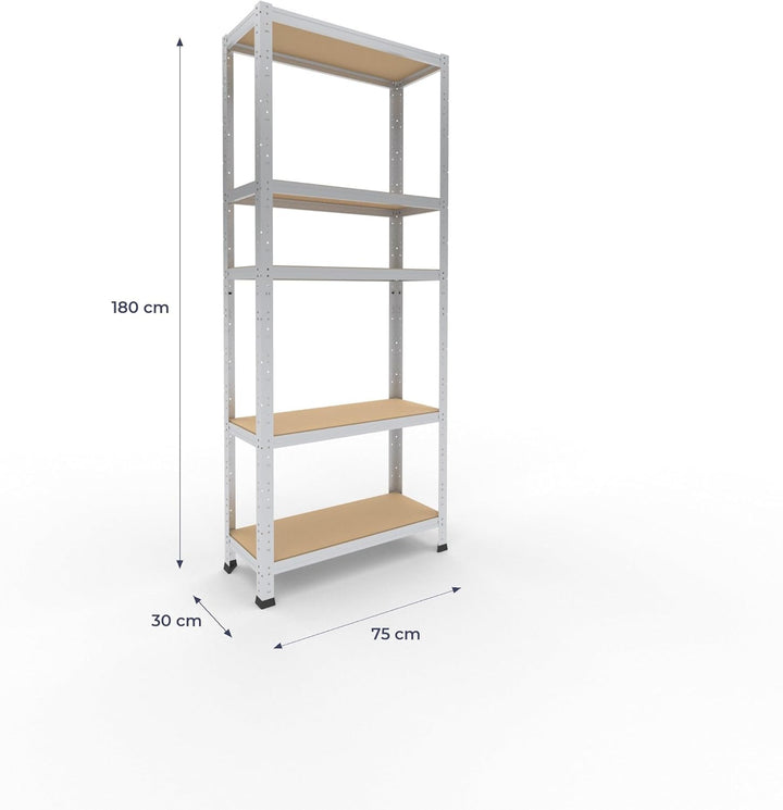 shelfplaza® 180x75x30cm Home Schwerlastregal verzinkt/Metallregal mit 5 Böden/Kellerregal Metall, Ga