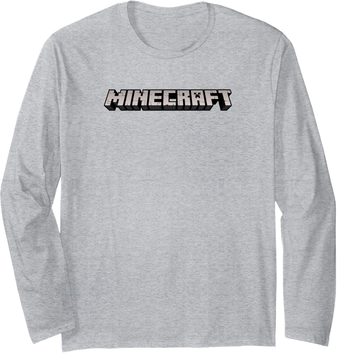Minecraft Logo weiss Langarmshirt