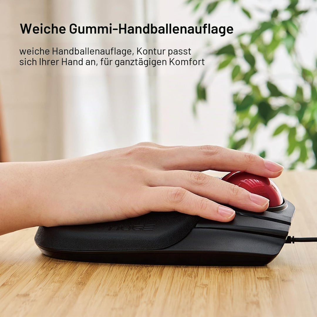 ELECOM Kabelgebundene Fingerbedienung, grosse Trackball-Maus, 8-Tasten-Funktion mit glatter Tracking