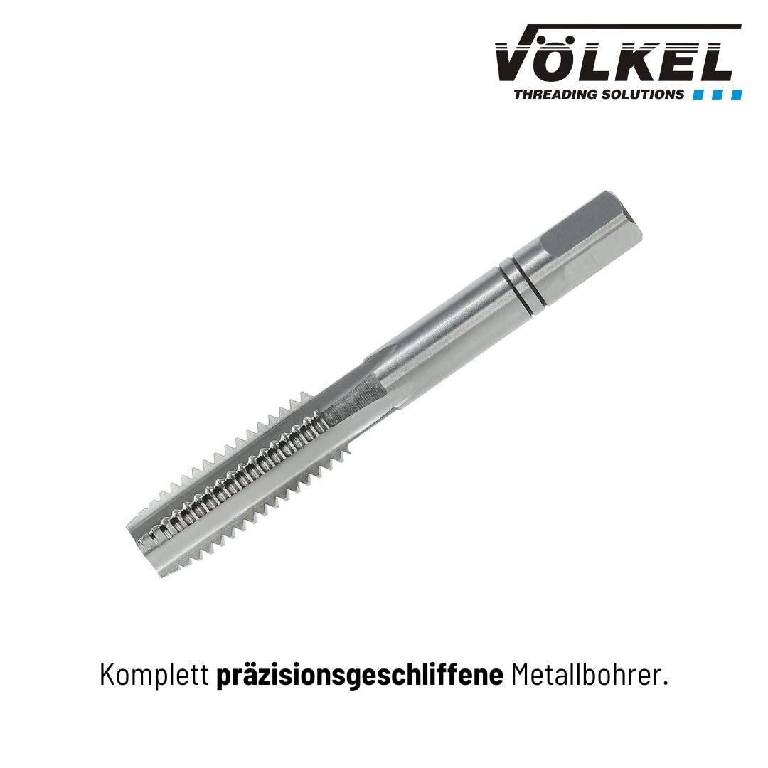 VÖLKEL Handgewindebohrer 3-tlg. Satz DIN 352 HSS-G - M10 x 1.5 | Vorschneider, Mittelschneider & Fer