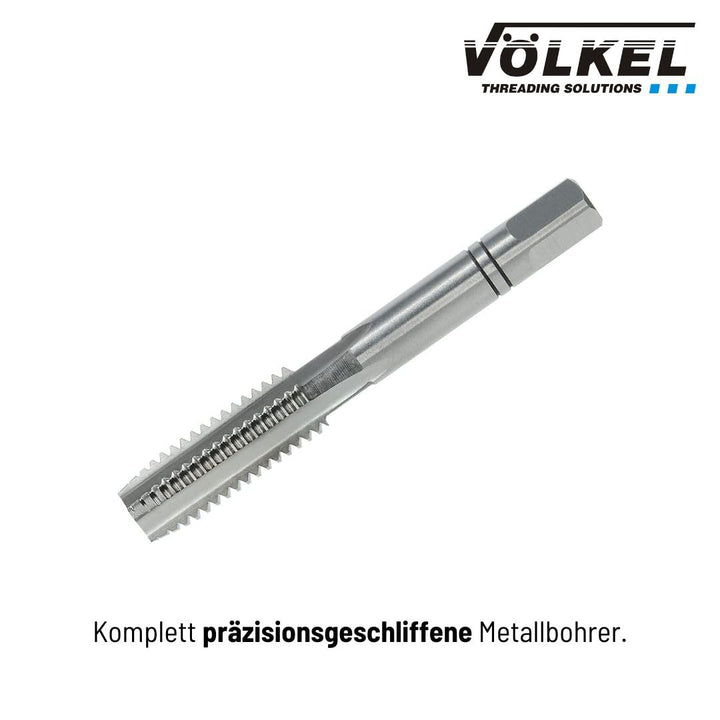 VÖLKEL Handgewindebohrer 3-tlg. Satz DIN 352 HSS-G - M10 x 1.5 | Vorschneider, Mittelschneider & Fer