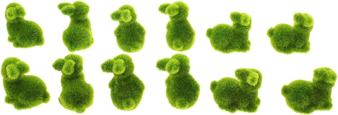 Dekoleidenschaft 12 Mini-Hasen Moos grün, 5 cm hoch, Osterdeko, Tischdeko, Basteln
