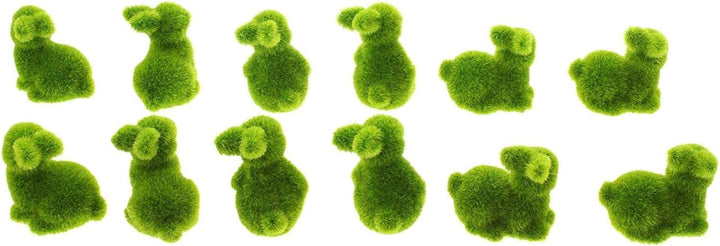 Dekoleidenschaft 12 Mini-Hasen Moos grün, 5 cm hoch, Osterdeko, Tischdeko, Basteln