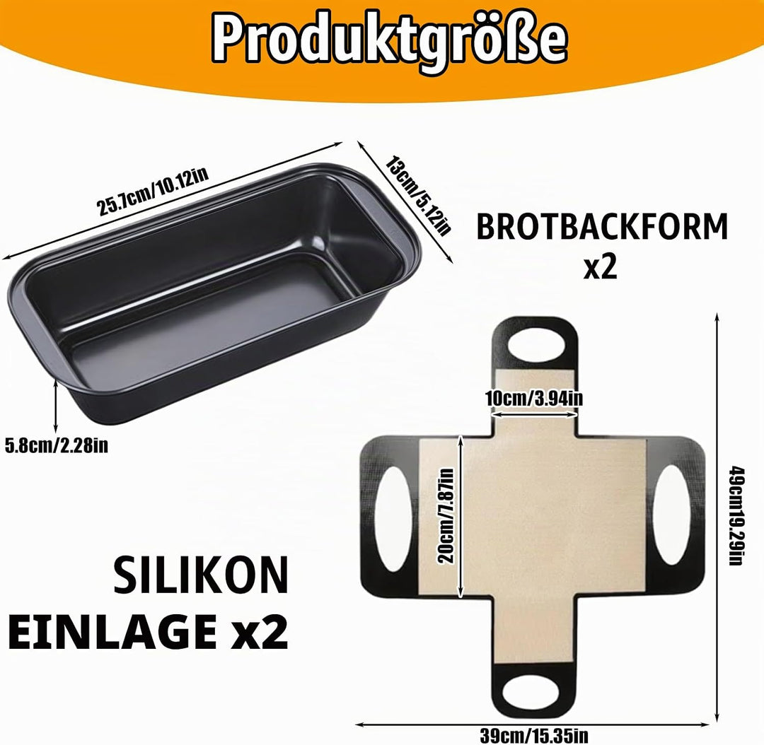 2 Stück Brotbackform Edelstahl, 25.7 * 13 * 5.8cm Brotbackform, Kastenform Brot, Backform Brot mit 2
