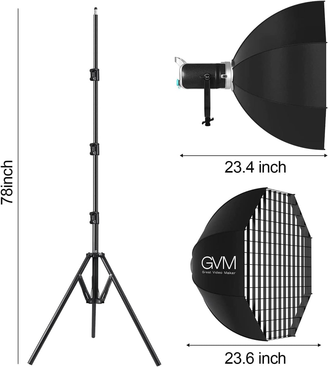 GVM 300W LED Videoleuchte mit Softbox, CRI97 dimmbare 2700K-7500K LED Studiolicht, LED Fotografie Da