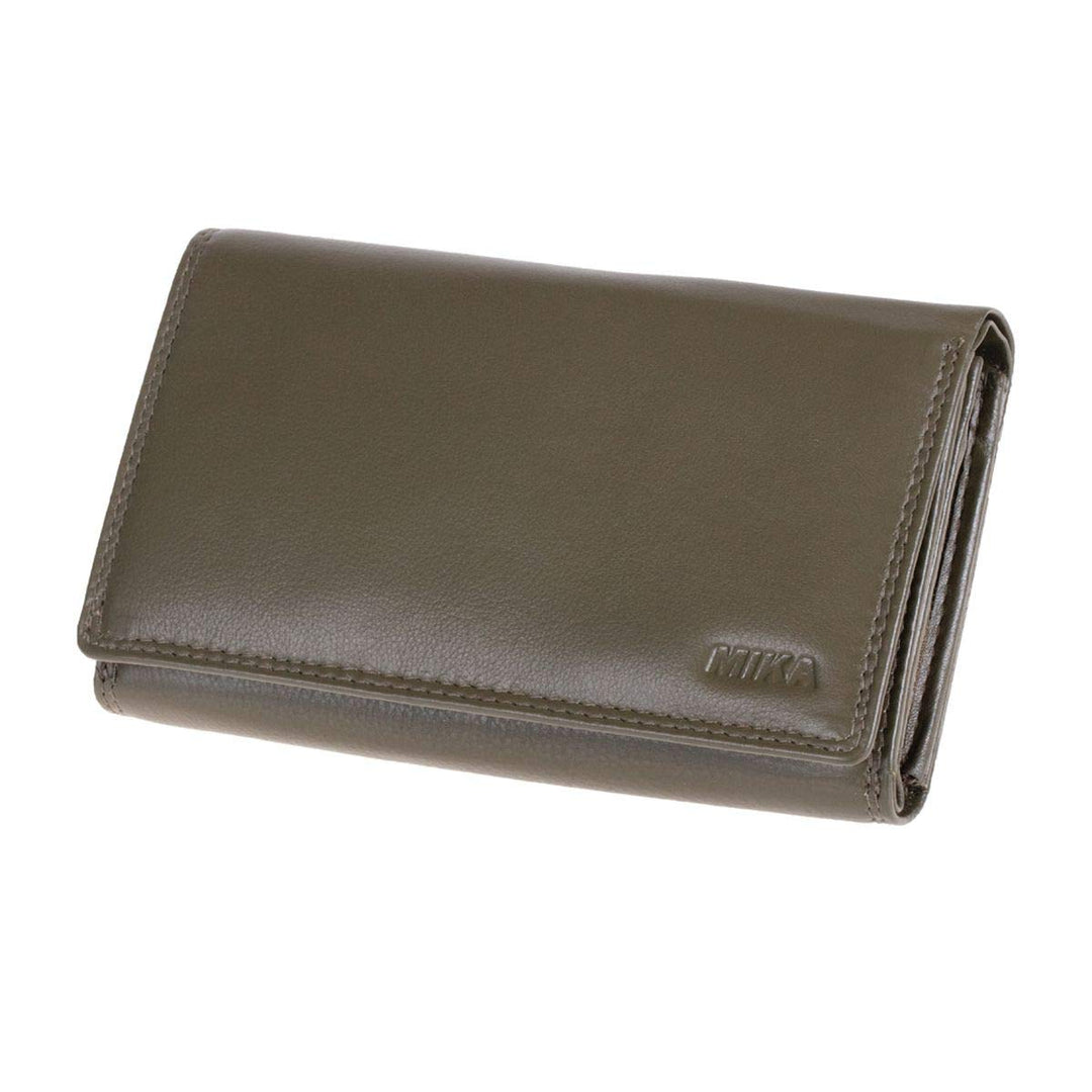 MIKA 42167 - Damengeldbörse aus Echt Leder, Portemonnaie im Querformat, Geldbeutel mit 12 + 4 Karten